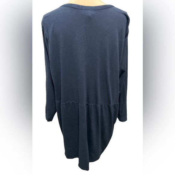 J. Jill Navy Blue Smocked Chest Button Down Tunic Top 3/4 Sleeves V-Neck Size 2X - Picture 4 of 10